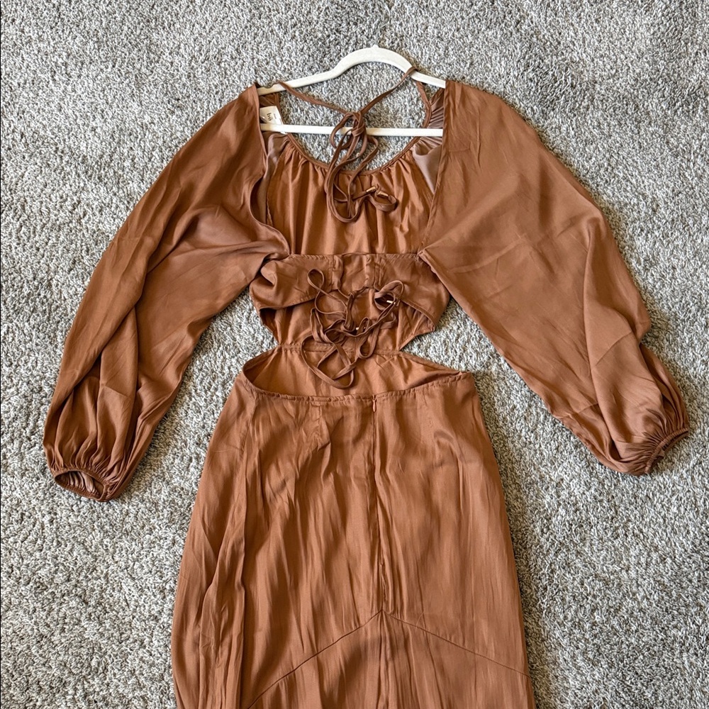 bohme Long Sleeve Maxi Dress in Rust Brown - Picture 4 of 10